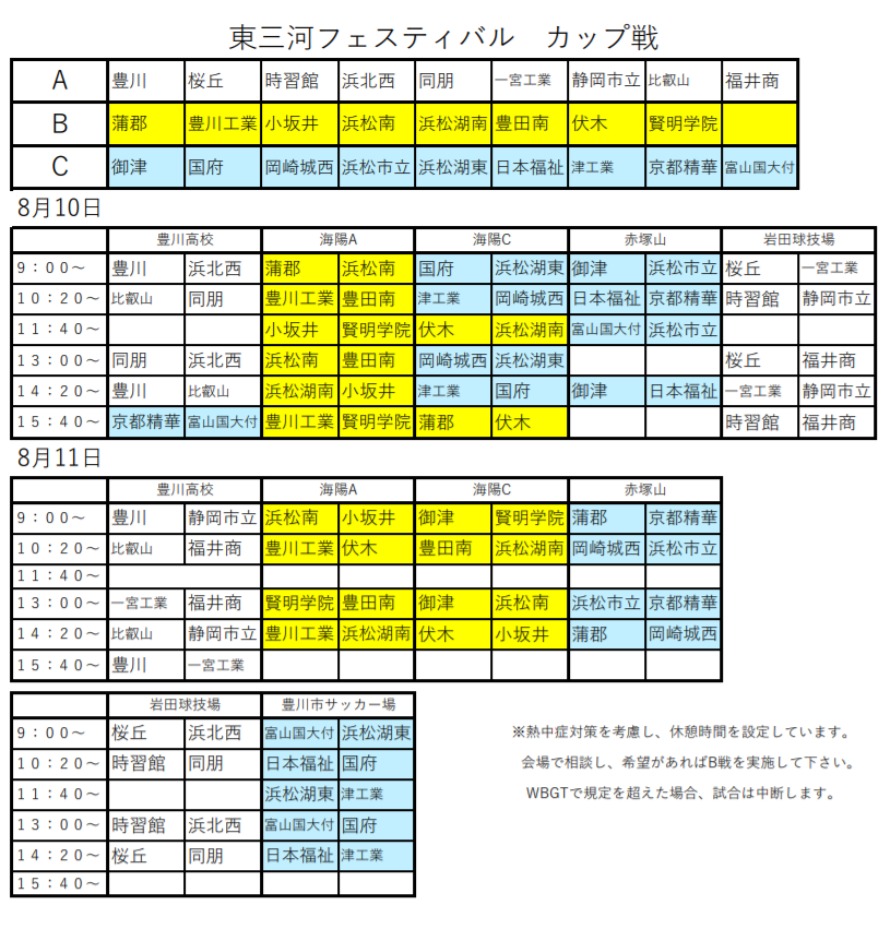 19年度 東三河サッカーフェスティバル 愛知 8 10 12開催 結果情報お待ちしています ジュニアサッカーnews