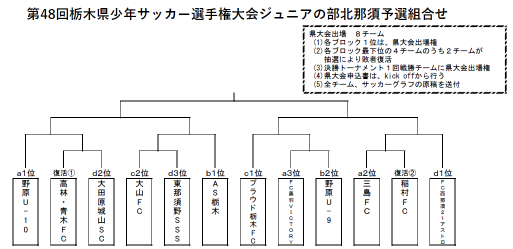 19年度 第48回栃木県少年サッカー選手権大会 ジュニアの部 北那須地区予選 優勝はas栃木 県大会出場8チーム決定 ジュニアサッカーnews