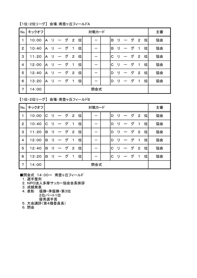 神奈川少年サッカー応援団 みんなのnews 組合せ掲載 19年度 第29回多摩市招待５年生大会 東京 2 8 9開催