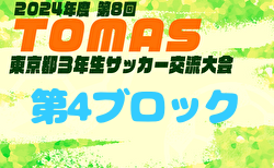 2024年度 第8回TOMAS東京都3年生サッカー交流大会 第4ブロック予選 次回12/22 判明試合結果掲載、続報募集！