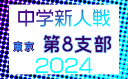 2024年度 東京都中学校サッカー新人大会 第8支部　9/29結果速報  9/21,22結果募集