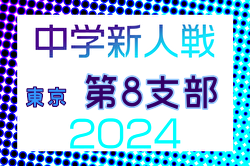 2024年度 東京都中学校サッカー新人大会 第8支部 例年9月開催！日程・組合せ募集中