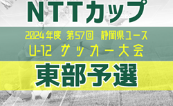 2024年度 NTT西日本グループカップ 第57回静岡県U-12サッカー大会  東部予選  地区予選更新中！ 例年12月開催   組合せ・日程も募集