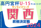 2024年度 高円宮JFA U-15サッカーリーグ2025関西 サンライズリーグ入替戦 1部・2部入替戦10/19、2部・府県代表入替戦11/30.12/7　やぐら表掲載！大阪・兵庫・京都・奈良・滋賀代表決定　和歌山代表は10/19決定予定