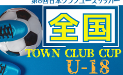 第8回日本クラブユースサッカー（U-18）Town Club CUP 2024 上位数チームはJユースカップ出場権獲得！大会要項掲載、各地域出場枠数・地域予選情報も掲載！12/26～29大阪開催！組合せ募集！