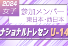 2024ナショナルトレセンU-14 後期  参加メンバー掲載！11/21～11/24  静岡県開催