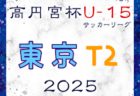 高円宮杯 JFA U-15サッカーリーグ2025東京 T1リーグ  例年3月開幕！日程・組合せ募集中