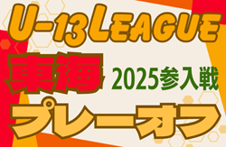 2024年度  東海U-13リーグ2025参入プレーオフ  静岡･岐阜･三重出場チーム掲載！例年2月開催  組み合わせ募集