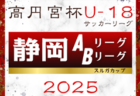 速報！2025年度 高円宮杯U-18リーグ静岡 スルガカップA･Bリーグ  第1節 3/15 全結果更新！入力ありがとうございます！第2節 3/22