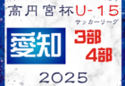 2025年度 高円宮杯 JFA U-15リーグ愛知 3部･4部  3/20,22,23結果速報！