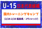 【U-15日本代表候補】国内トレーニングキャンプ（2/24-2/28 福島県／Jヴィレッジ）メンバー・スケジュール掲載！