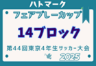 2025年度ハトマークフェアプレーカップ 第44回東京都4年生大会 15ブロック 例年4月開催！日程・組合せ募集中